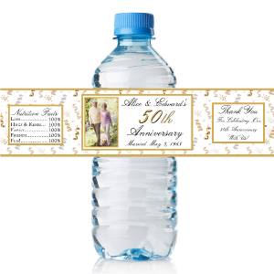 50 Personalized 50th Anniversary Water Bottle Labels with photo | eBay