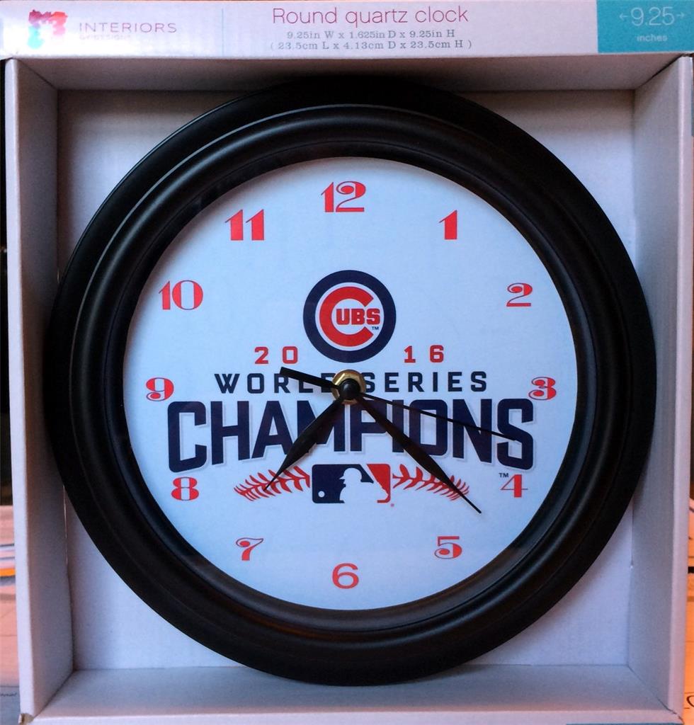 CHICAGO CUBS 2016 WORLD SERIES CHAMPS - 9.25" or 12" WALL CLOCK