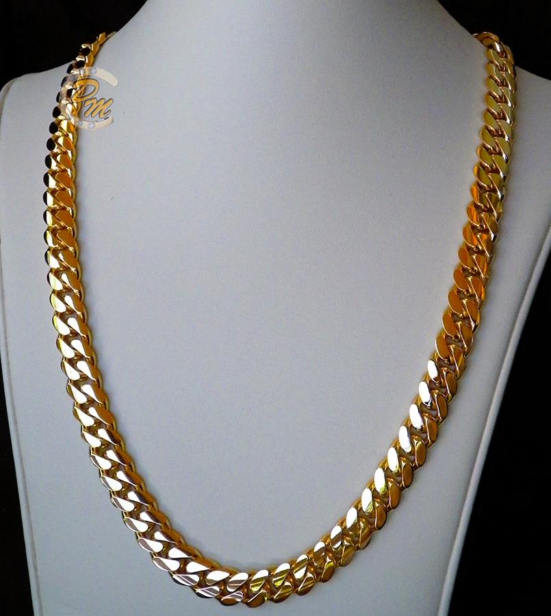 Solid 14K Gold Miami Men's Cuban Curb Link Chain Necklace 24" Heavy 196