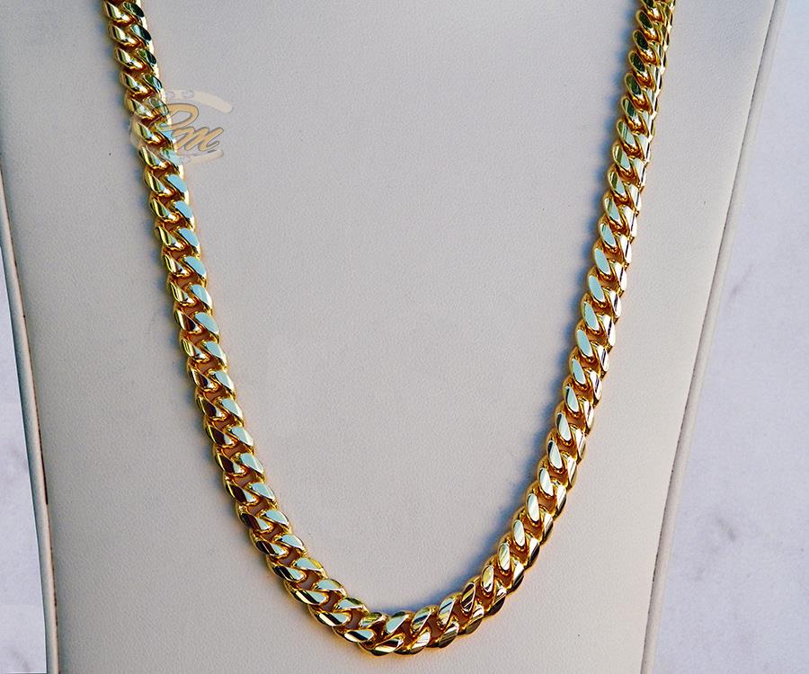 Solid 10K Gold Miami Men's Cuban Curb Link Chain Necklace