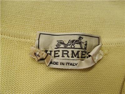 Rare HERMES creamy yellow cotton 1/4 zip perforated polo