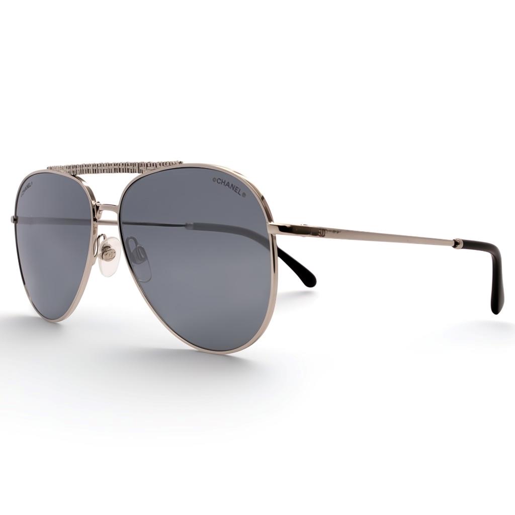 CHANEL ヘアピン Chanel CH 4231 C1246G 59 Silver Mirror Pilot Metal Womens Vintage