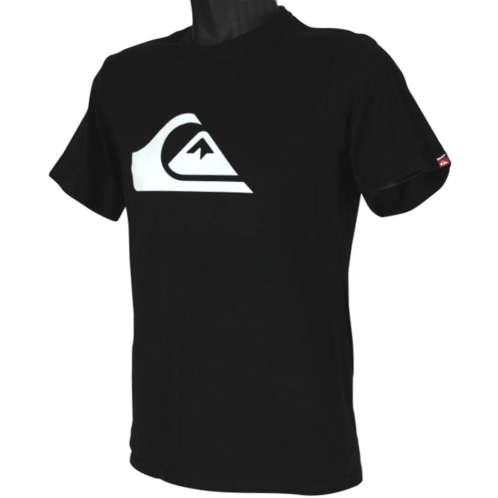 Quiksilver MW Basic Slim Tee Mens Size S Small Black White Logo Surf T