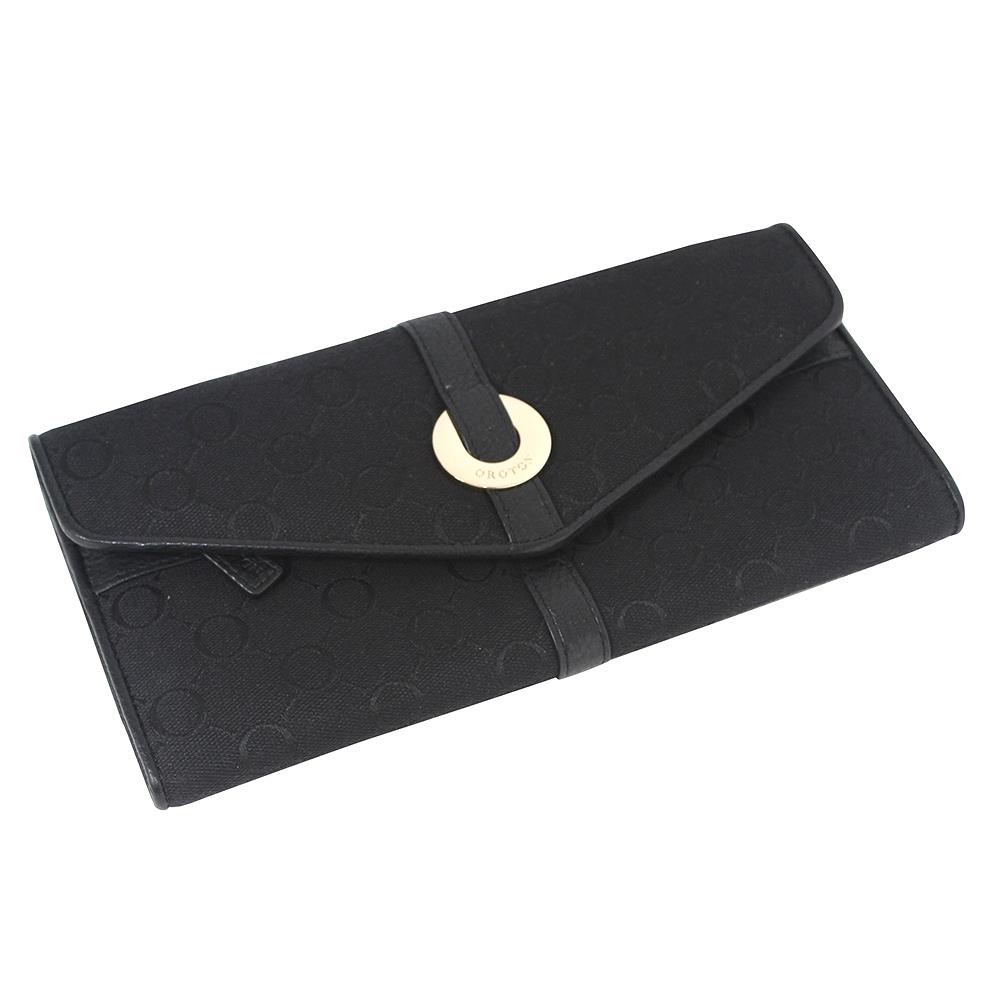 OROTON Signature O Travel Wallet Womens Black Passport Organizer Purse