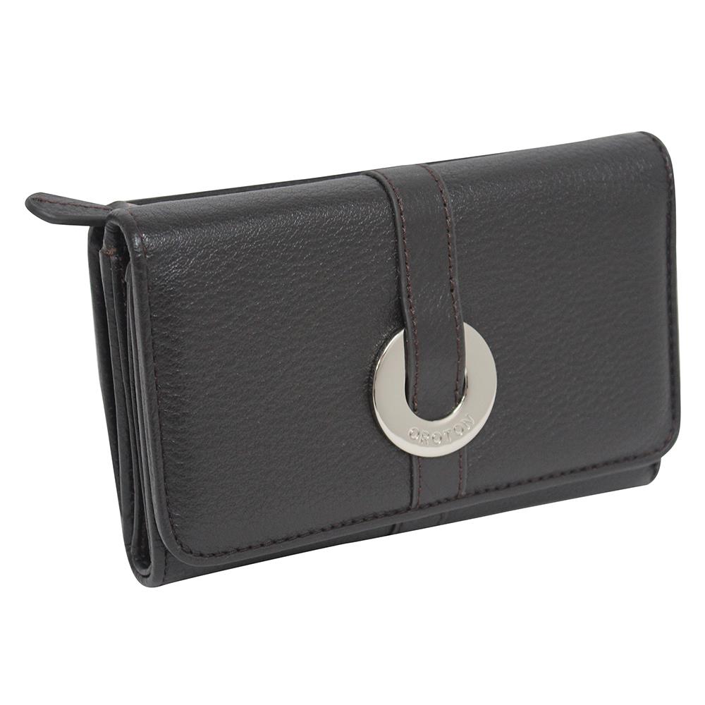OROTON ESS HIGHFOLD Wallet Womens Chocolate Leather Money Card Coin