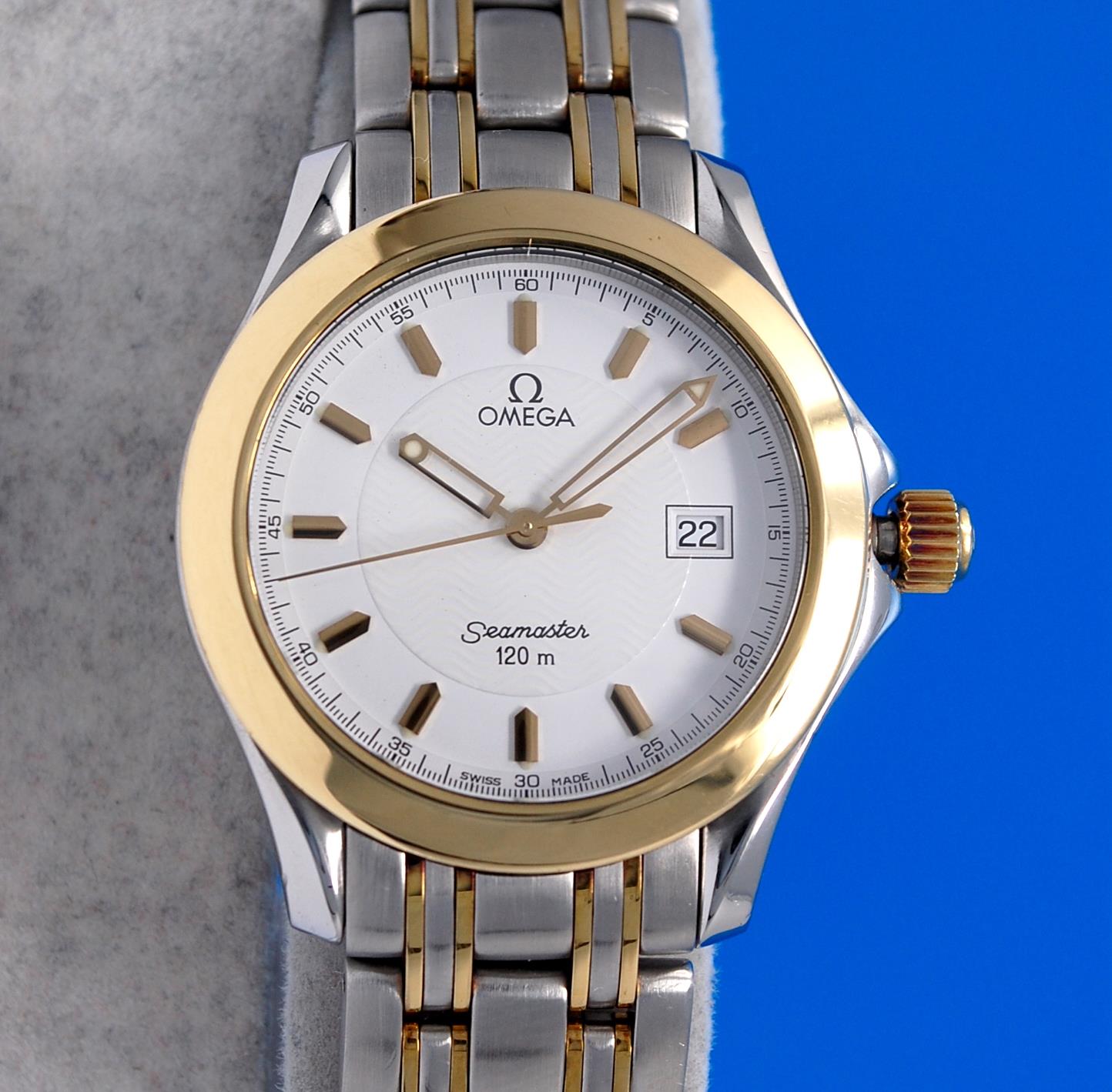 Mens Omega Seamaster 18K Gold & SS watch - White Dial - 2311.21