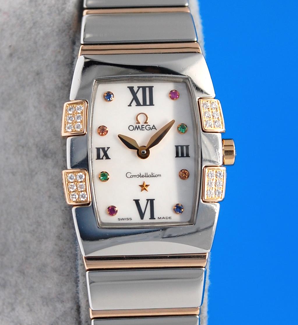 Ladies Omega Constellation Quadrella IRIS 18K Rose Gold Watch Diamonds - 1283.79