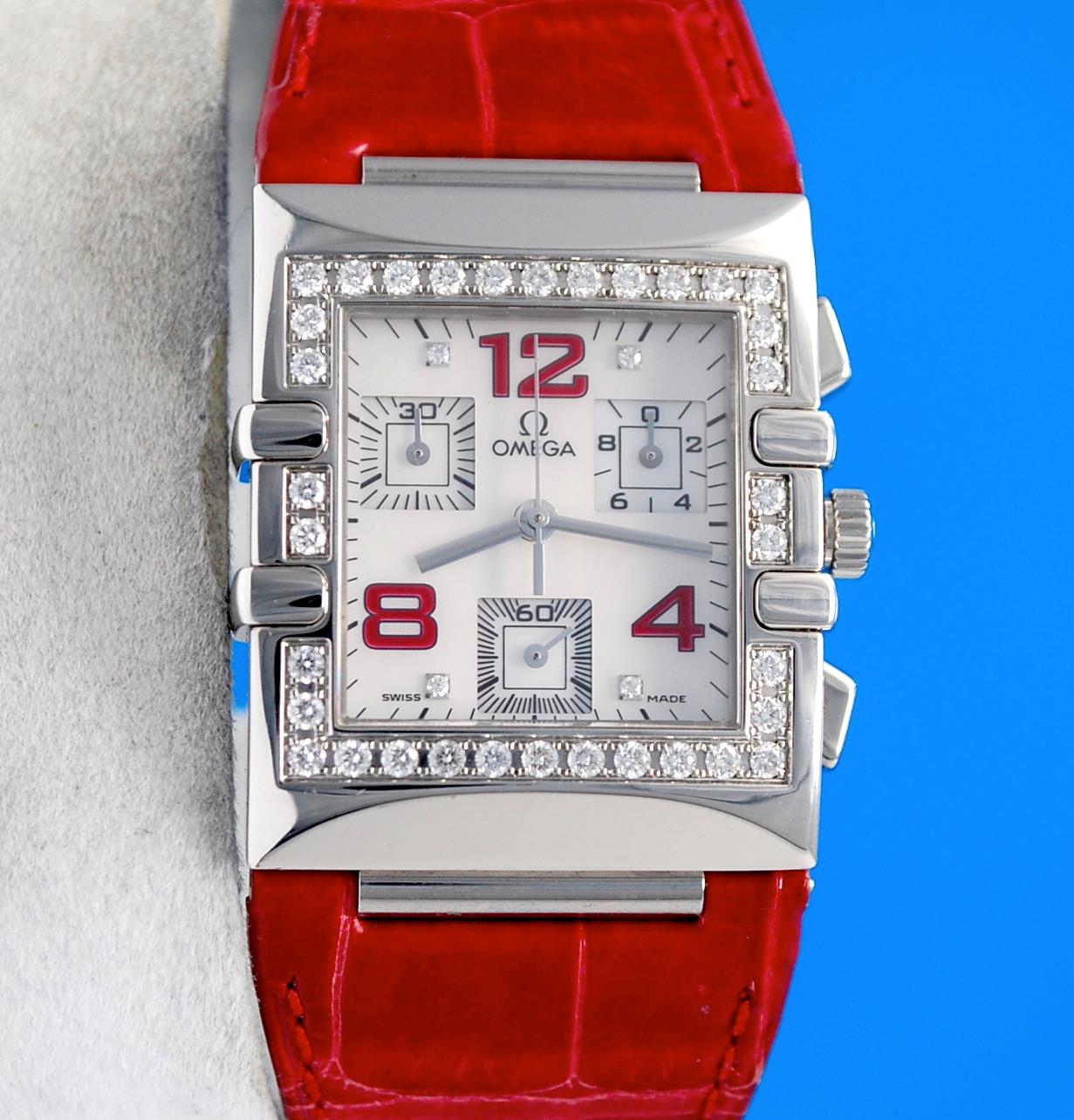 Ladies Omega Constellation Quadra Chronograph Watch - Diamond Bezel - 1847.73.31