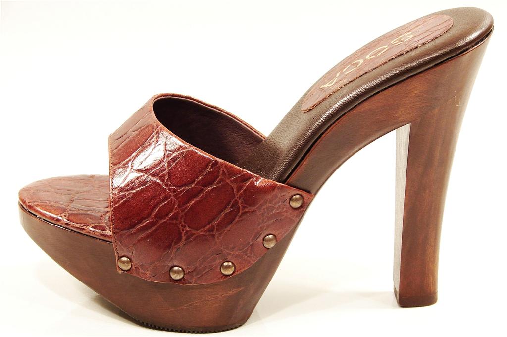 Womens Soca High Heel Wood Platform Sandals Brown | eBay