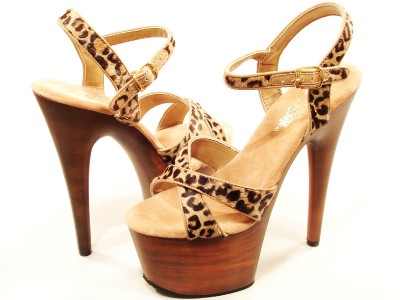 PLEASER SHOES ADORE 770FW LEOPARD PRINT WOOD LOOK 7