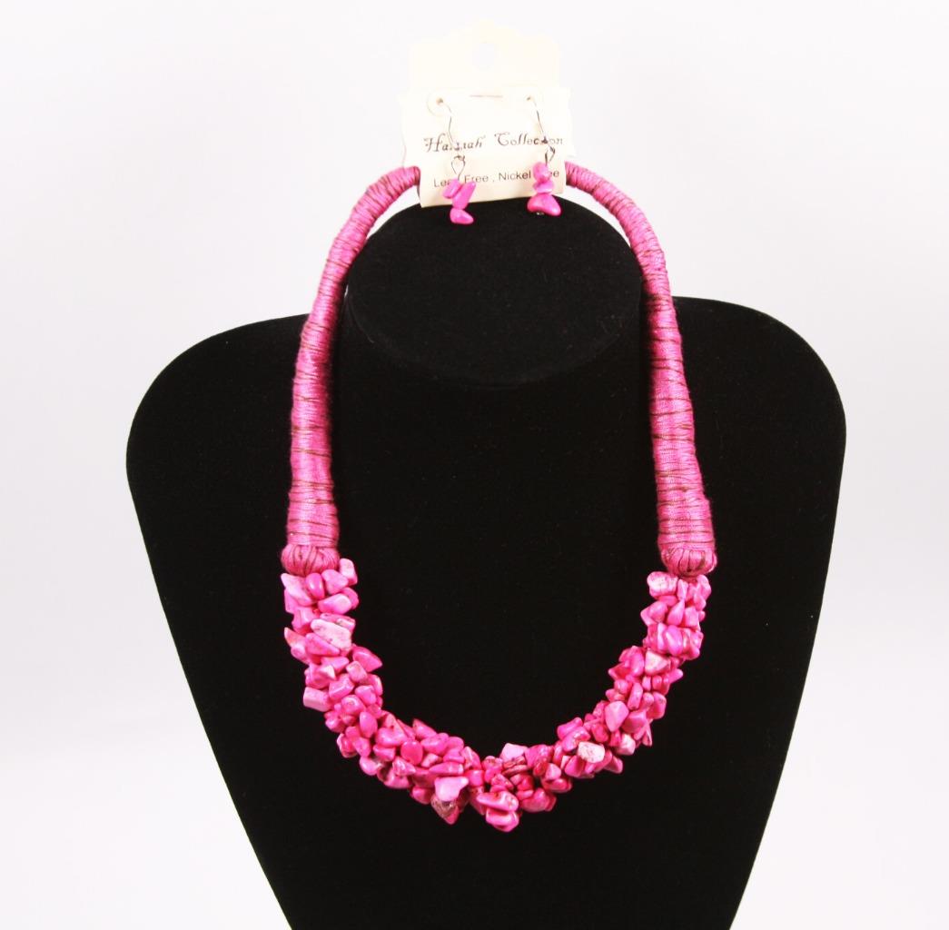 Fuchsia Purple Yellow Red or Black Nugget Necklace Fashion Costume Jewelry jxtm