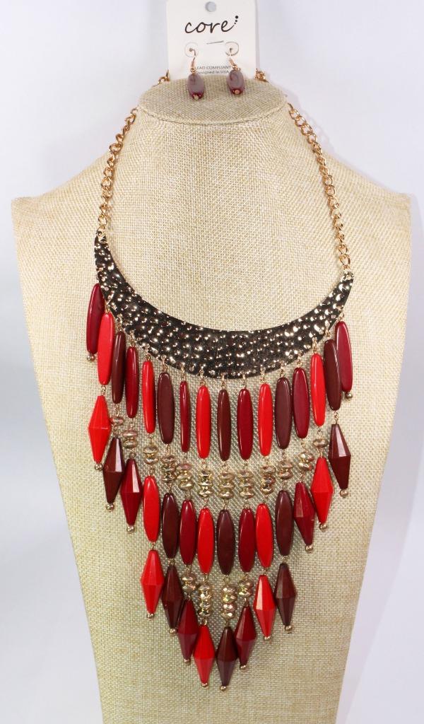 Womens Colorful Pendant Necklace & Earrings Set Fashion Costume Jewelry jxa2 New