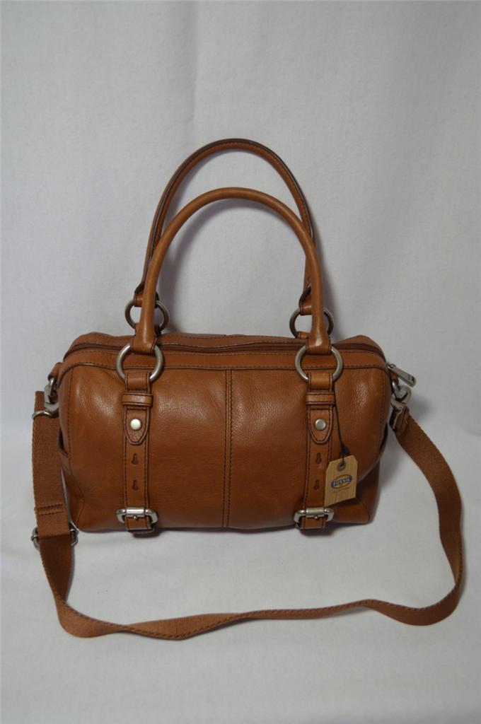 FOSSIL Chestnut Leather Maddox Satchel Crossbody Handbag Bag - NEW with ...