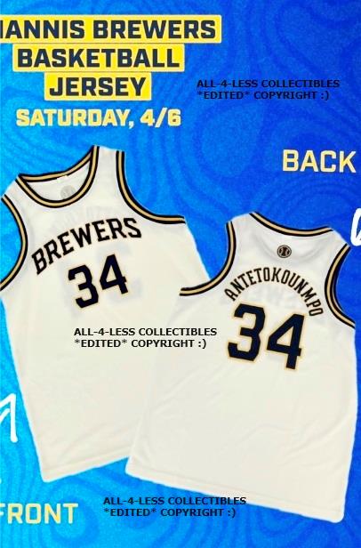 2024 BREWERS GIANNIS CREAM CITY HOME BASKETBALL JERSEY SGA PICK YOUR SIZE eBay