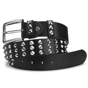 BNWT Men&#39;s High Quality Genuine Leather Studded Belt - Black - Sizes 32&quot; to 46&quot; | eBay