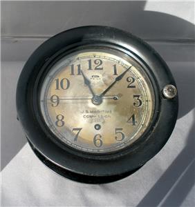 インテリア時計 Seth Thomas US MARITIME COMMISSION Vintage Seth Thomas US MARITIME COMMISSION Clock in Wood Case Wind