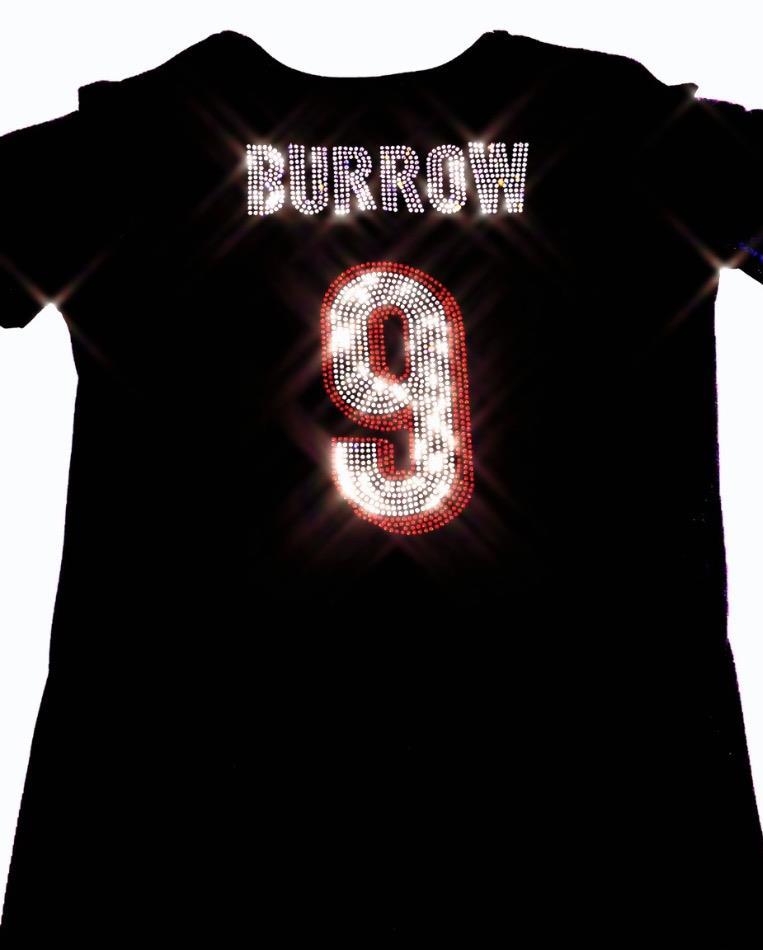 Womens Cincinnati Bengals Joe Burrow Crystal Bling Sparkle Jersey Top FAST SHIP