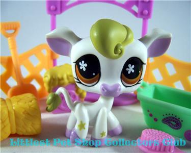 【美品】Cows 1st LP Littlest Pet Shop '07 White COW w/Stars lot #783 Super Rare