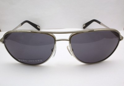 New Marc Jacobs Aviator Silver Sunglasses Black Lens 57mm 