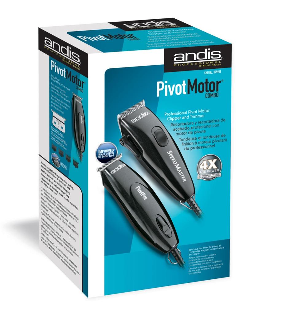 Andis Metallic Black Speed Master Clipper + Pivot Pro Trimmer Combo