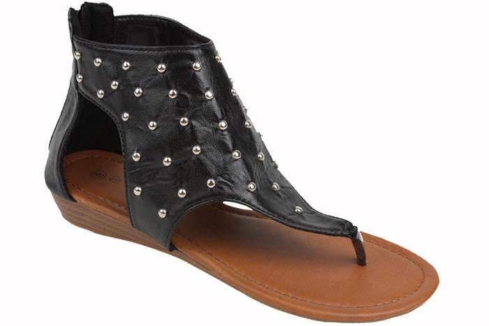 Women Gladiator Roman Studded Flat Fashion Thongs Sandals Shoes #81013 ...