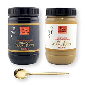Nouka Sesame Paste Black OR White 16 Oz. with Gold Stainless Steel