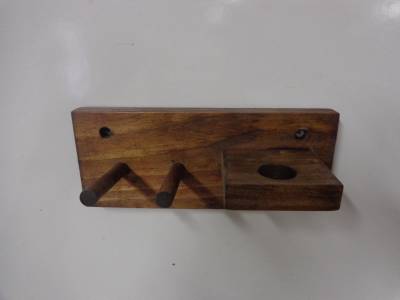 WOOD LACROSSE STICK AND BALL HOLDER DISPLAY MAHOGANY FINISH WALL MOUNT ...