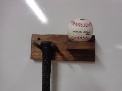 Baseball Bat Rack Holder Display Mahogany Finish Wall Mount Ball Display Mahogany Finish Wall Mount Ball