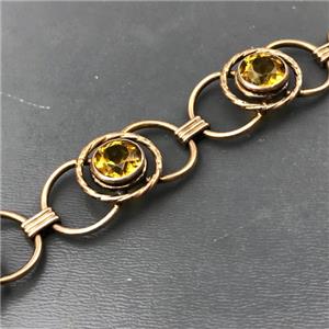 Vtg Art Deco Gold Fill Sterling Silver Yellow Citrine Glass AMCO