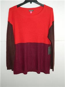 Vince Camuto Women's Long Sleeve Crew Neck Color Block Sweater NWT Size