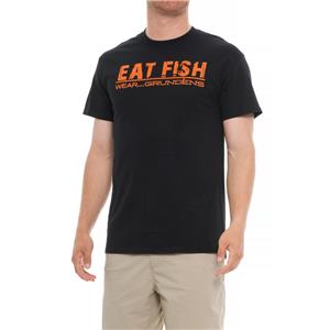 T-shirt De Pêche Grundens EAT FISH - Noir/Blanc Taille L - Pour Homme, Manches Courtes