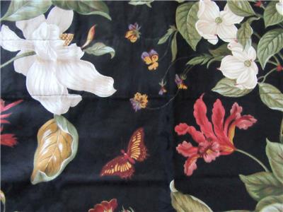 Waverly Williamsburg Garden Images Black Magnolia Green Florals Valance