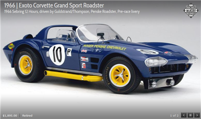 EXOTO 66 Corvette Grand Sport Penske Roadster #10 Sebring12H