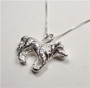 STERLING SILVER NORTH AMERICAN LARGE WOLF NATURE WOODS ANIMAL PENDANT ...