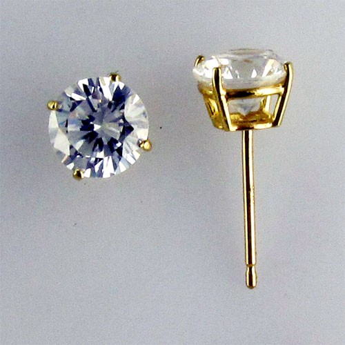E15015LP 14K solid gold 2ct tw CZ stud earrings with extra long post | eBay
