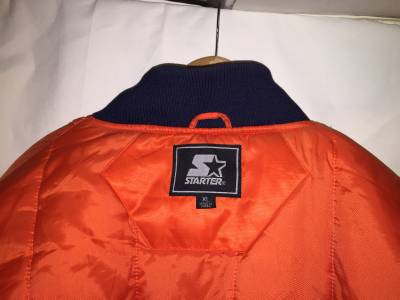 Vintage Brooklyn Starter Jacket Size XL Orange Blue Rare Throwback Coat