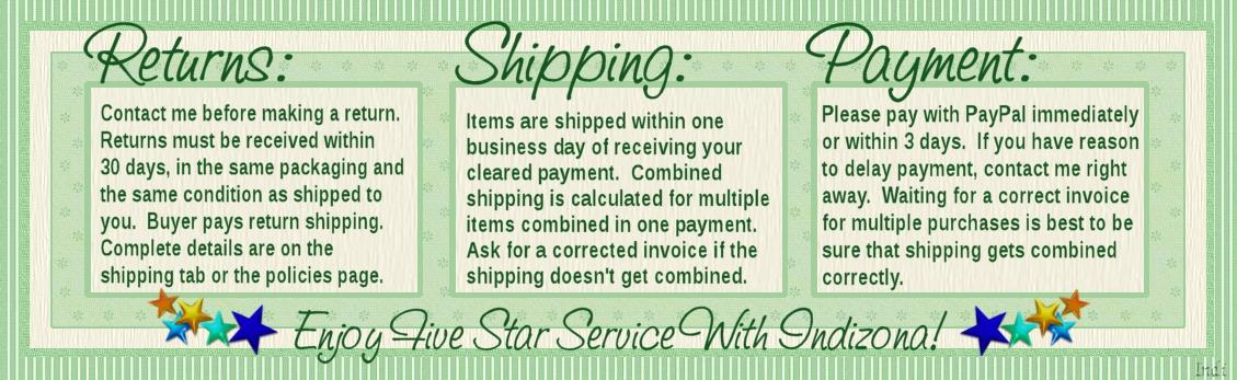 Returns, Shipping, Payment policies