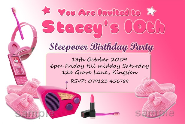 Personalised Girls Sleepover Birthday Party Invitations Invites | eBay