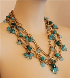 STEPHEN DWECK Necklace BOGOTA Turquoise/ Blue Chalcedony/ Fluorite ...