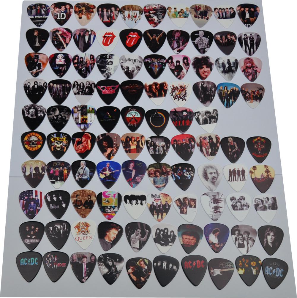 New 98pcs/lot Various Rock Band Guitar Picks GNR The Beatles QUEEN ACDC