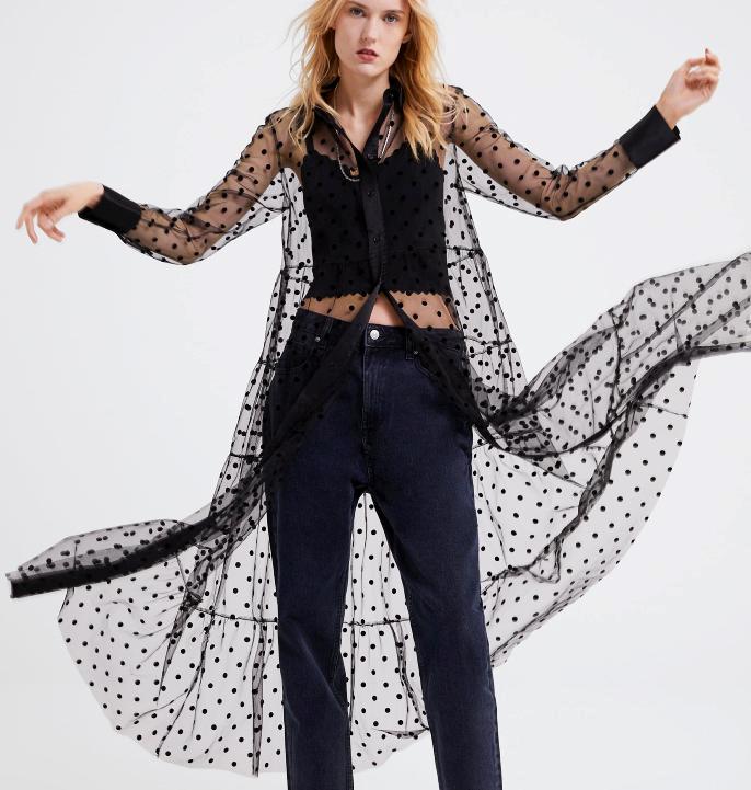 zara sheer dress polka dot