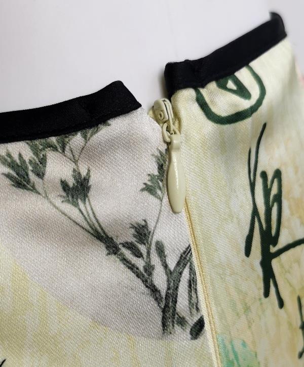 ZARA HIGH-WAIST CHINESE TOGGLE ORIENTAL FLORAL PRINT MIDI