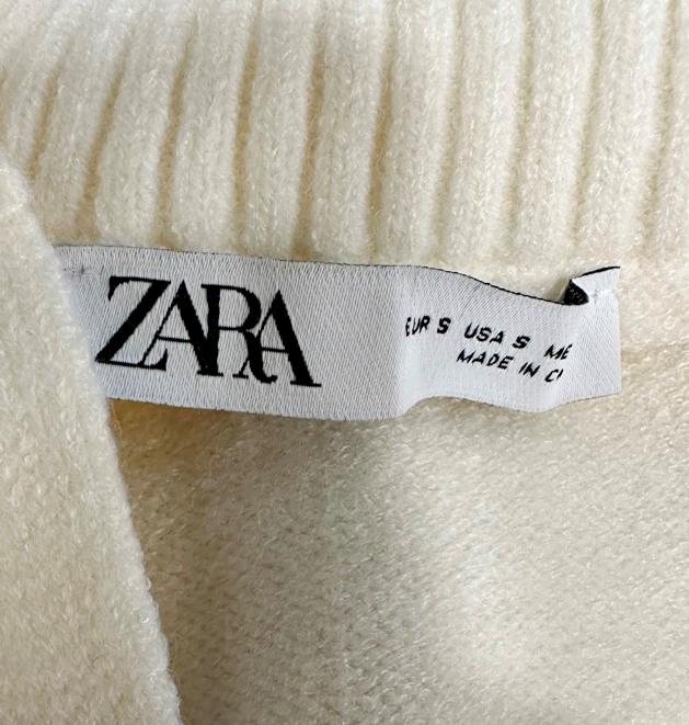 ZARA ECRU BLUE OVERSIZED STRIPED KNIT SWEATER POLO COLLAR