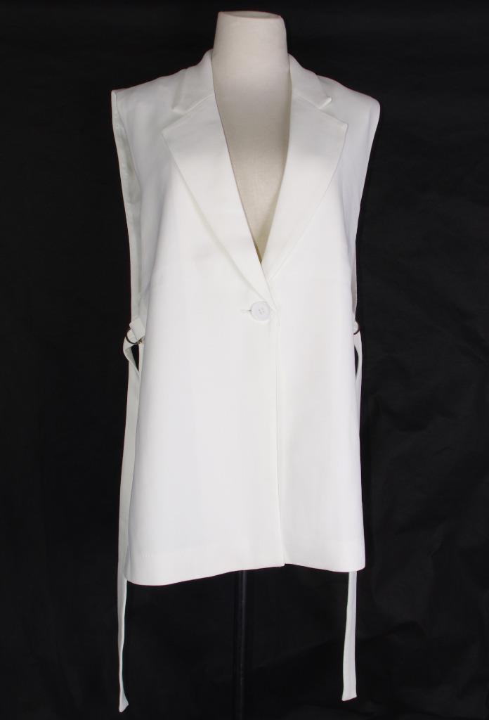 ZARA WHITE Waistcoat WITH VENT Notch Collar Open side