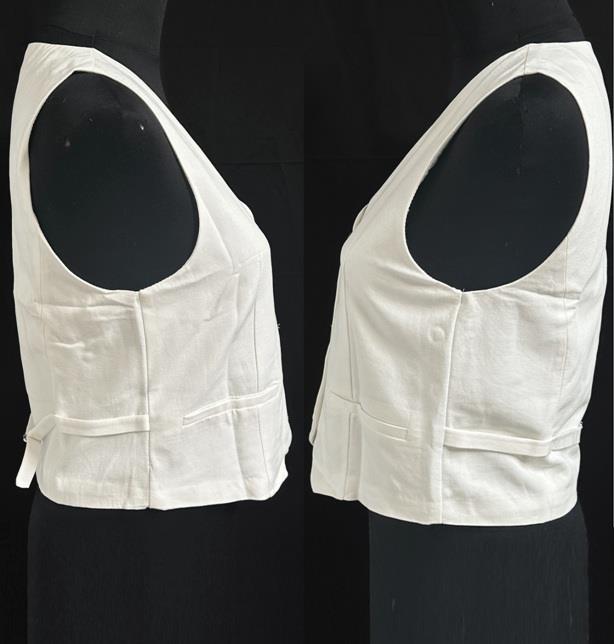 今ならほぼ即納！ WAISTCOAT LINEN TAILORED WHITE ECRU ZARA WITH SMART TAB ジャケット・アウター