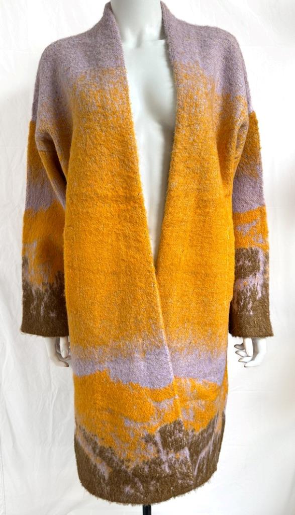 ZARA YELLOW SUNSET ALPACA WOOL CHUNKY KNIT LONG DUSTER CARDIGAN