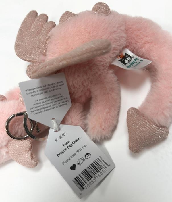 JELLYCAT FLUFFY ROSE DRAGON BAG CHARM COLLECTIBLE PLUSH CUDDLY TOY