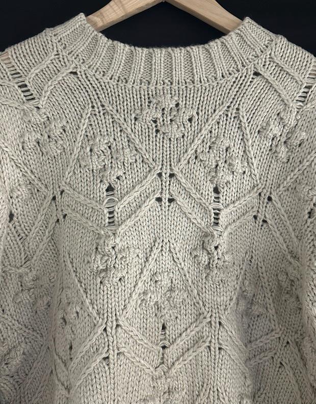 ZARA WOOL BLEND SAND CHUNKY OPEN CABLE-KNIT SWEATER JUMPER
