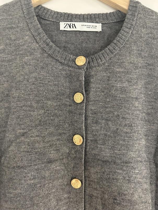 ZARA GREY 100% WOOL KNIT GOLD REGIMENT BUTTON WAISTCOAT