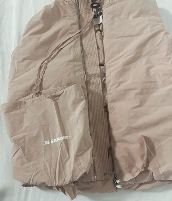 JIL SANDER PINK HOODED DUCK DOWN PADDED OVERSIZED SLEEVELESS